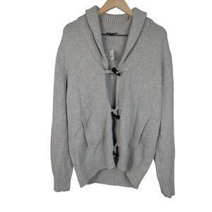 NWT Gap Men's Cotton Toggle Shawl Sweater Cardigan in Light Grey